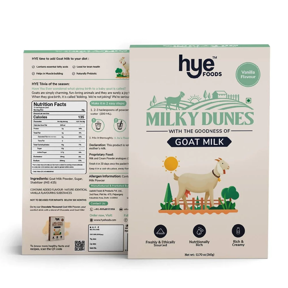 Hye Foods Milky Dunes Goat Milk Powder - Vanilla Flavour, 360 g-3.webp